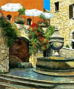 St Paul De Vence Fountain paint by number