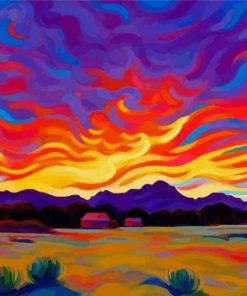 sunset landscape paint by numbers