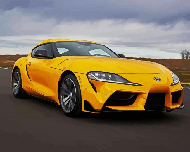 Yellow Toyota Supra Car paint by numbers