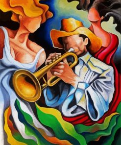 Trumpet Musician With Two Women paint by number