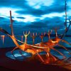Vikings Boat Sculpture In Reykjavik At Night paint by numbers