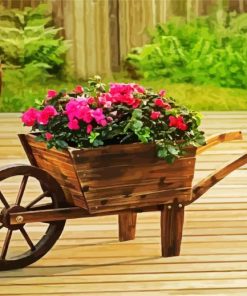 Wooden Wheelbarrow paint by number