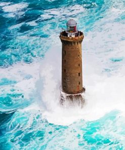 Lighthouse In Sea Waves paint by numbers