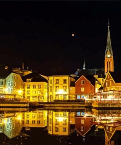 Arendal Norway At Night paint by number