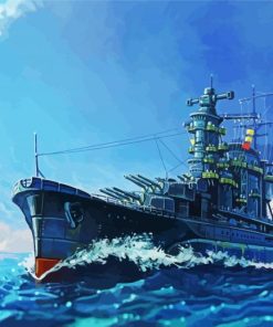 Battleship In The Ocean paint by number