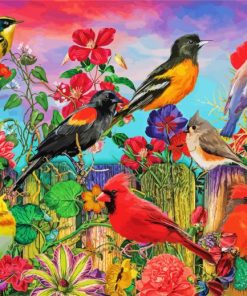 Birds And Blooms paint by numbers