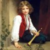 Vintage Young Boy Play Flute paint by numbers