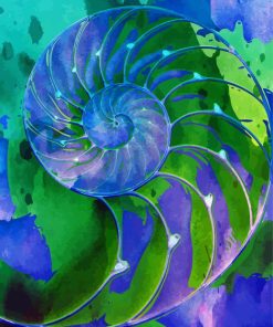 Blue And Green Nautilus shell paint by numbers