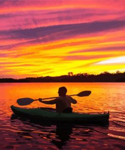 Canoeing At Sunset paint by numbers