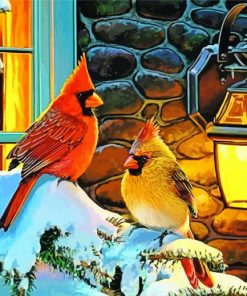 Cardinals In Winter Art paint by numbers