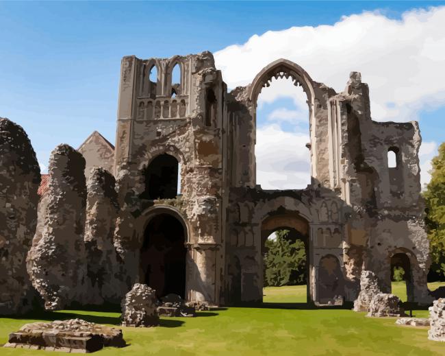 Castle Acre Priory Norfolk paint by numbers