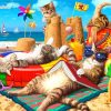 Cats On The Beach paint by numbers