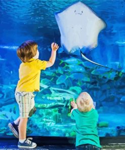 Children Watching sea life paint by numbers