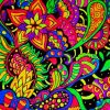 Colorful Psychedelic Flowers paint by number