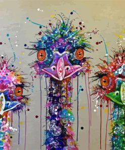 Colorful Splatter Emus paint by numbers