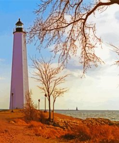 Connecticut New Haven Harbor Lighthouse paint by number