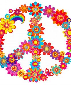 Flower Peace Sign Illustration paint by numbers