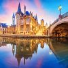 Ghent Bridge And Building Reflection paint by numbers