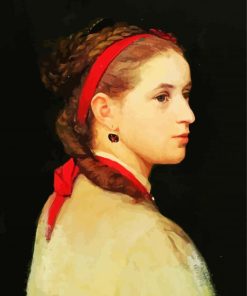 Girl With Red Ribbon paint by number