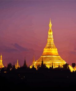 Golden Shwedagon Pagoda Maynmar paint by numbers