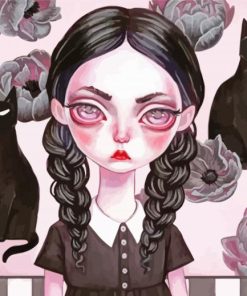 Goth Little Girl And Black Cats paint by numbers