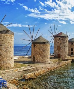 Greece Chios Windmills paint by number