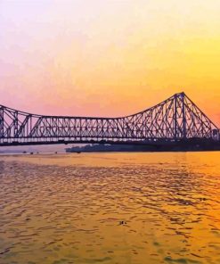 Howrah Bridge India At Sunset paint by number