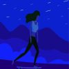 Illustration Girl Riding Longboard paint by number