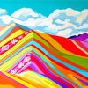 Illustration Rainbow Peru Mountain paint by number