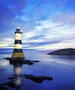 Lighthouse In Sea At Night paint by numbers