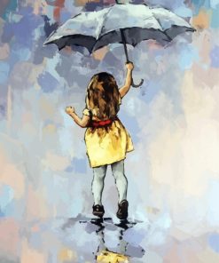 Little Girl Holding Umbrella paint by numbers