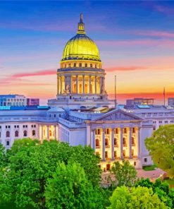 Madison Wisconsin State Capitol At Sunset paint by numbers