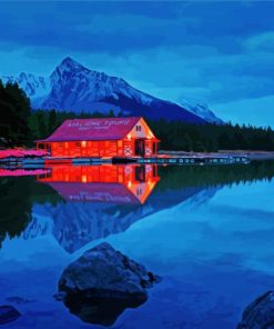 Maligne Lake Boat House paint by numbers