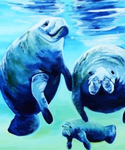 Manatee Family paint by numbers