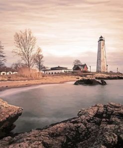 New Haven Harbor Lighthouse Connecticut paint by number