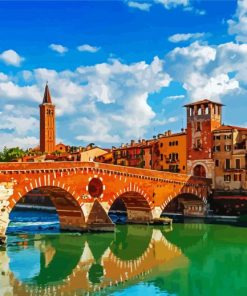 Ponte Pietra Bridge Verona Italy paint by number