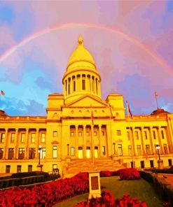 Rainbow Arkansas State Capitol paint by number