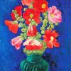 Red Hollyhocks Vase Art paint by number