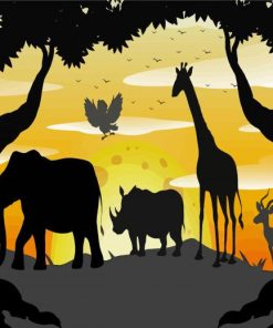 Safari Animals Silhouette paint by number