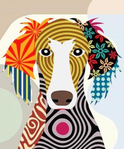 Saluki Dog Folk Art paint by numbers