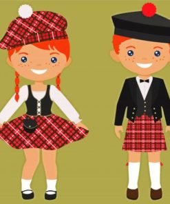 Scottish Girl And Boy paint by number