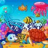 Sea Animals Cartoon paint by numbers