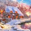 Snow Christmas Cottage paint by number