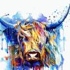 Splatter Highland Cow Head paint by numbers