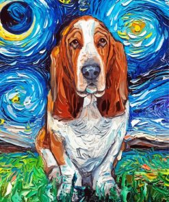 Starry Night Basset Hounds paint by numbers