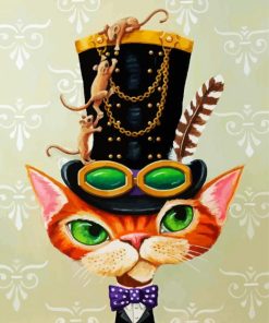 Steampunk Cat paint by number