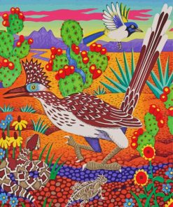 The Roadrunner Bird Art paint by number