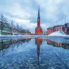 Trinity Church Reflection Arendal Norway paint by number