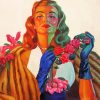 Vintage Girl And Flowers paint by numbers
