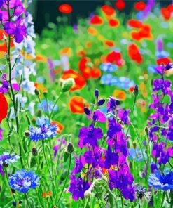 Wild Colorful Flowers Meadow paint by numbers